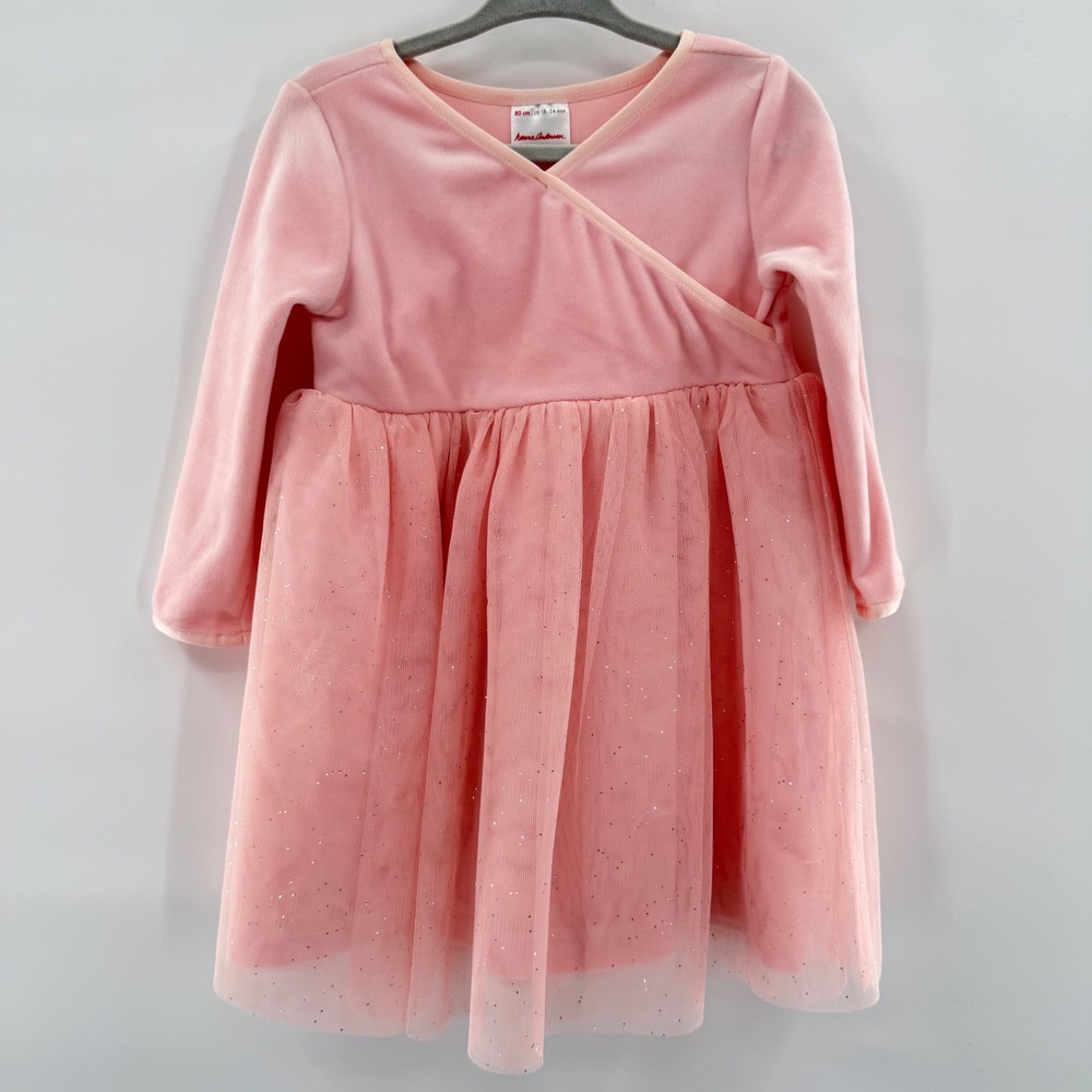 Hanna Andersson Toddler Party Dress 18-24M Balletcore Pink Velvet Sparkle Tulle